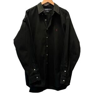 Ralph Lauren Blake Men's Black Button Down Oxford Shirt Red Pony Logo Size XL